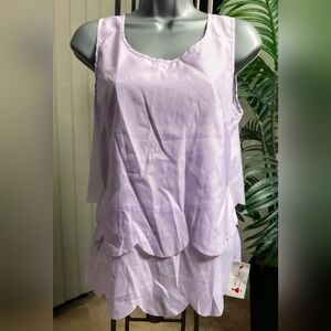 Newbury Kustom Lavender Scalloped Sleeveless Top